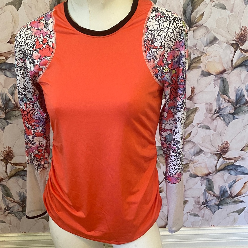 Lucky in Love Red and Floral Long Sleeve Top